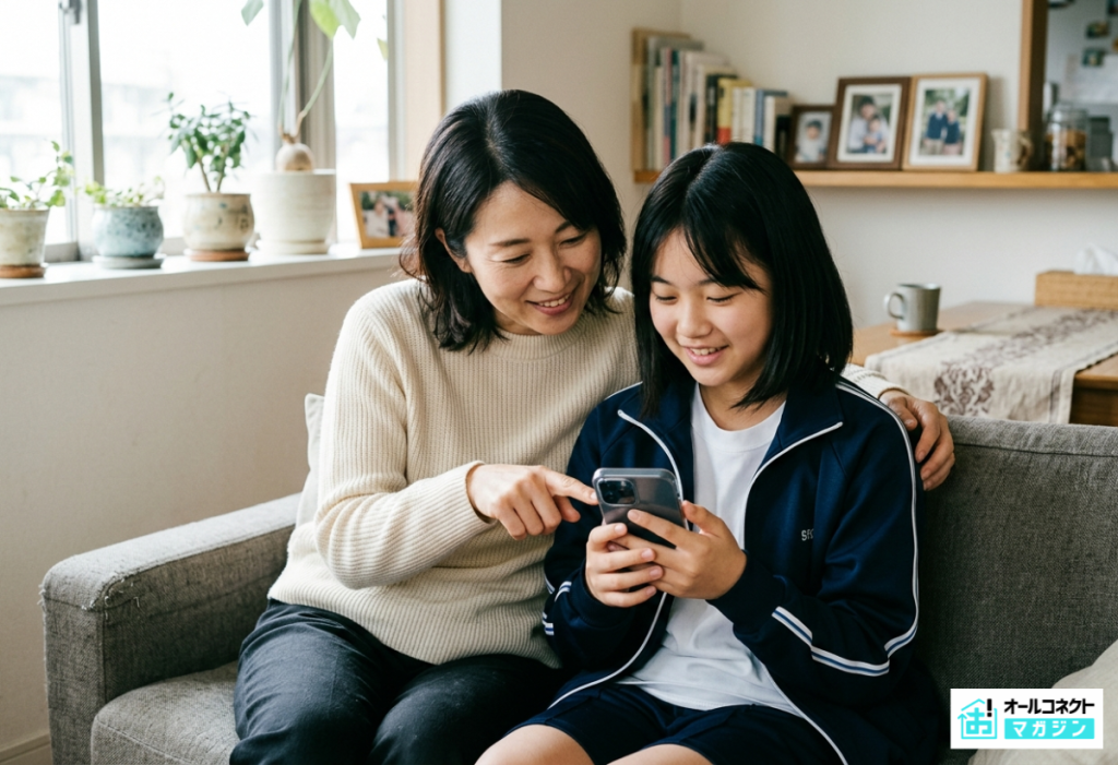 ドコモからahamo乗り換えで親子の申し込む様子のイメージ画像